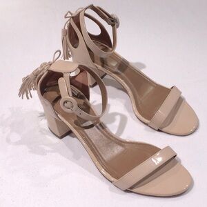 AQUAZZURA Ankle Strap Sandals Block Heel Patent Leather